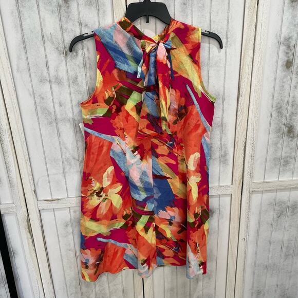 Robbie Bee Women's Printed Mock Neck Shift Dress flowy M multi fairycore boho - Picture 7 of 11